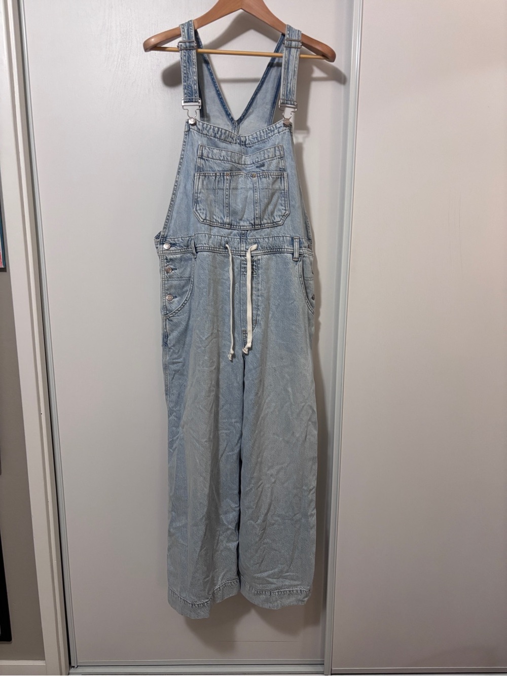 GAP Y2K Baggy Overalls Size Large Light Indigo UltraSoft Denim Jeans Streetwear - Picture 2 of 16